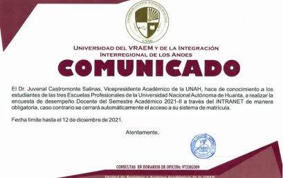 Encuesta de desempeño docente del Semestre Académico 2021-II