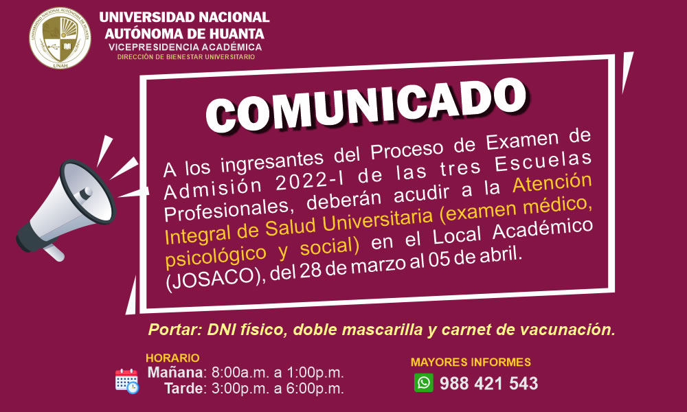 INGRESANTES DEL EXAMEN DE ADMISIÓN 2022-I